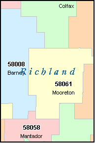 RICHLAND County, North Dakota Digital ZIP Code Map