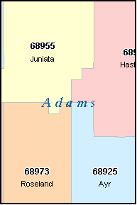 Adams County Zip Code Map - Map of world