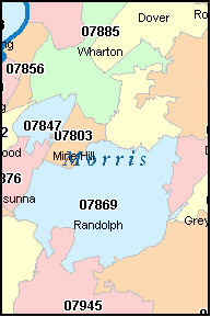 MORRIS County, New Jersey Digital ZIP Code Map