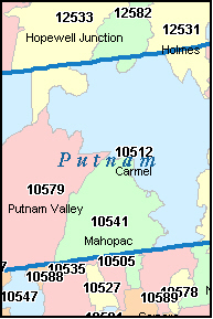 PUTNAM County, New York Digital ZIP Code Map
