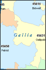 GALLIA County, Ohio Digital ZIP Code Map