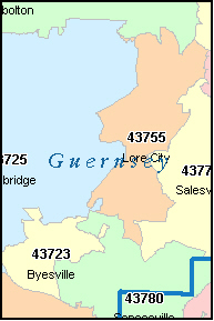 GUERNSEY County, Ohio Digital ZIP Code Map