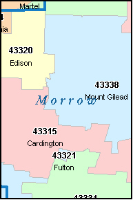 MORROW County, Ohio Digital ZIP Code Map