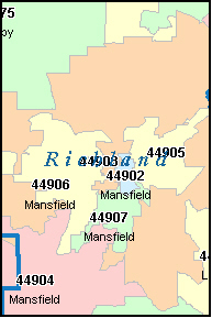RICHLAND County, Ohio Digital ZIP Code Map