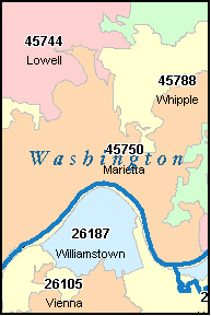 WASHINGTON County, Ohio Digital ZIP Code Map