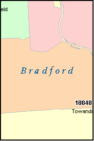 BRADFORD County, Pennsylvania Digital ZIP Code Map