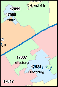 JUNIATA County, Pennsylvania Digital ZIP Code Map