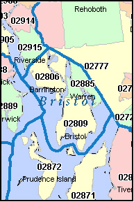 BARRINGTON Rhode Island, RI ZIP Code Map Downloads