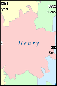 HENRY County, Tennessee Digital ZIP Code Map