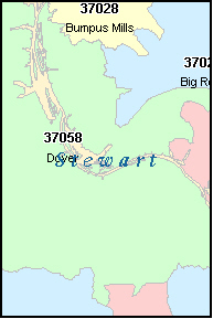 STEWART County Tennessee Digital ZIP Code Map   Tn Stewart 