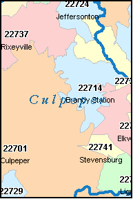 CULPEPER County, Virginia Digital ZIP Code Map