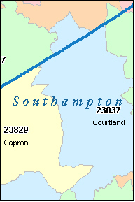 Southampton County VA Road Map