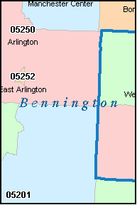 BENNINGTON County, Vermont Digital ZIP Code Map