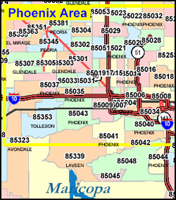 phoenix zip code print out map
