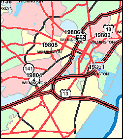 New Castle County Zip Code Map   Zip Code Map Delaware 